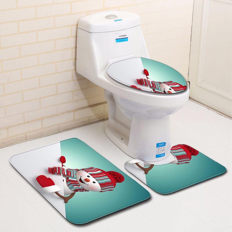3D Schneemann Badezimmer Toilette Dreiteiliger Bodenmatten Türvorleger Badezimmerteppich