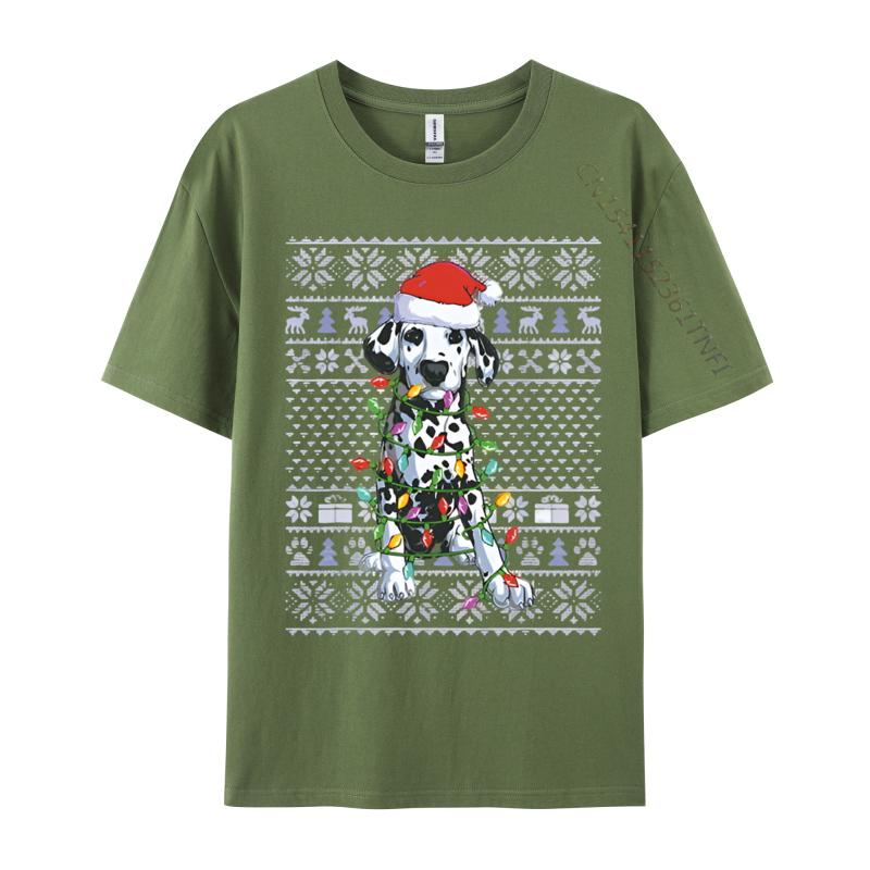 Vintage T Shirts Faddish Funny Dalmatian Dog Lover Santa Hat Ugly Tshirt Cotton Adult Tops  Tees Graphic Tees