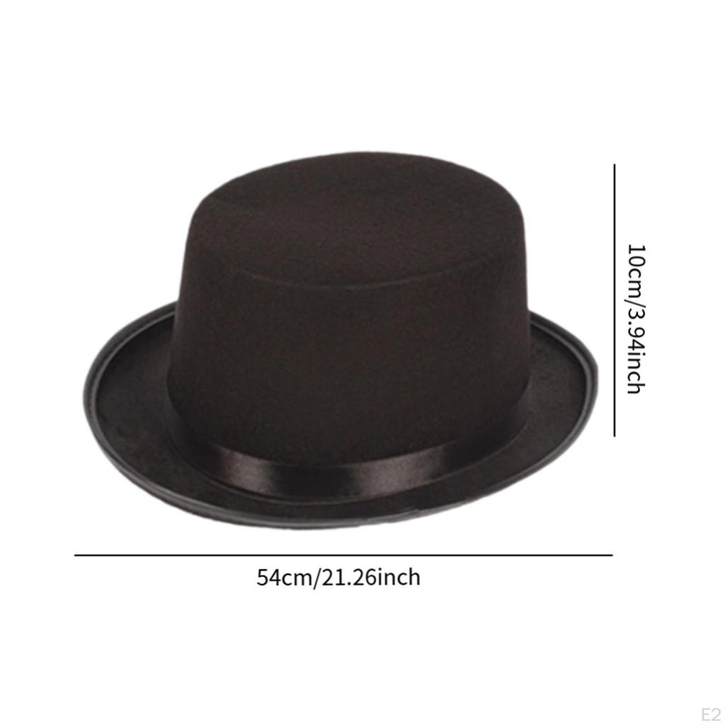 Black Felt Top Hat Ceremonial Funky Jazz Dress Up with Satin Band Party