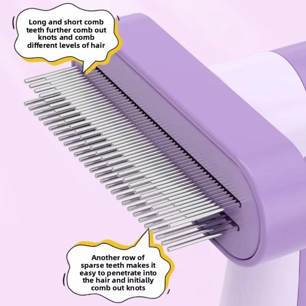 Rotatable Pet Hair Removal Comb Double Row Round Steel Pins Dog Hair Remover Massage Adjustable Cat Dematting Comb For Cats