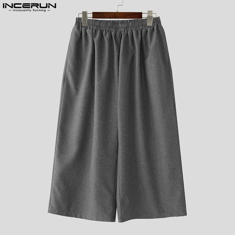 INCERUN Męskie Elastyczne w Pasie Casualowe Luźne Długie Workowate Spodnie