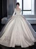 Elegant Long Sleeve Satin Wedding Dress for Plus Size Pregnant Women Outgoing Vintage Slimming Winter Wear Korean Style