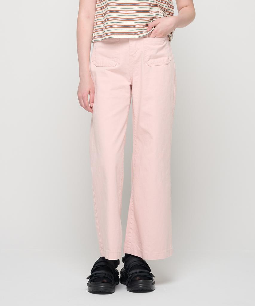 ROIDESROIS A-Line Hidden Elastic Waist Pocket Summer Cotton Pants (Light Pink)