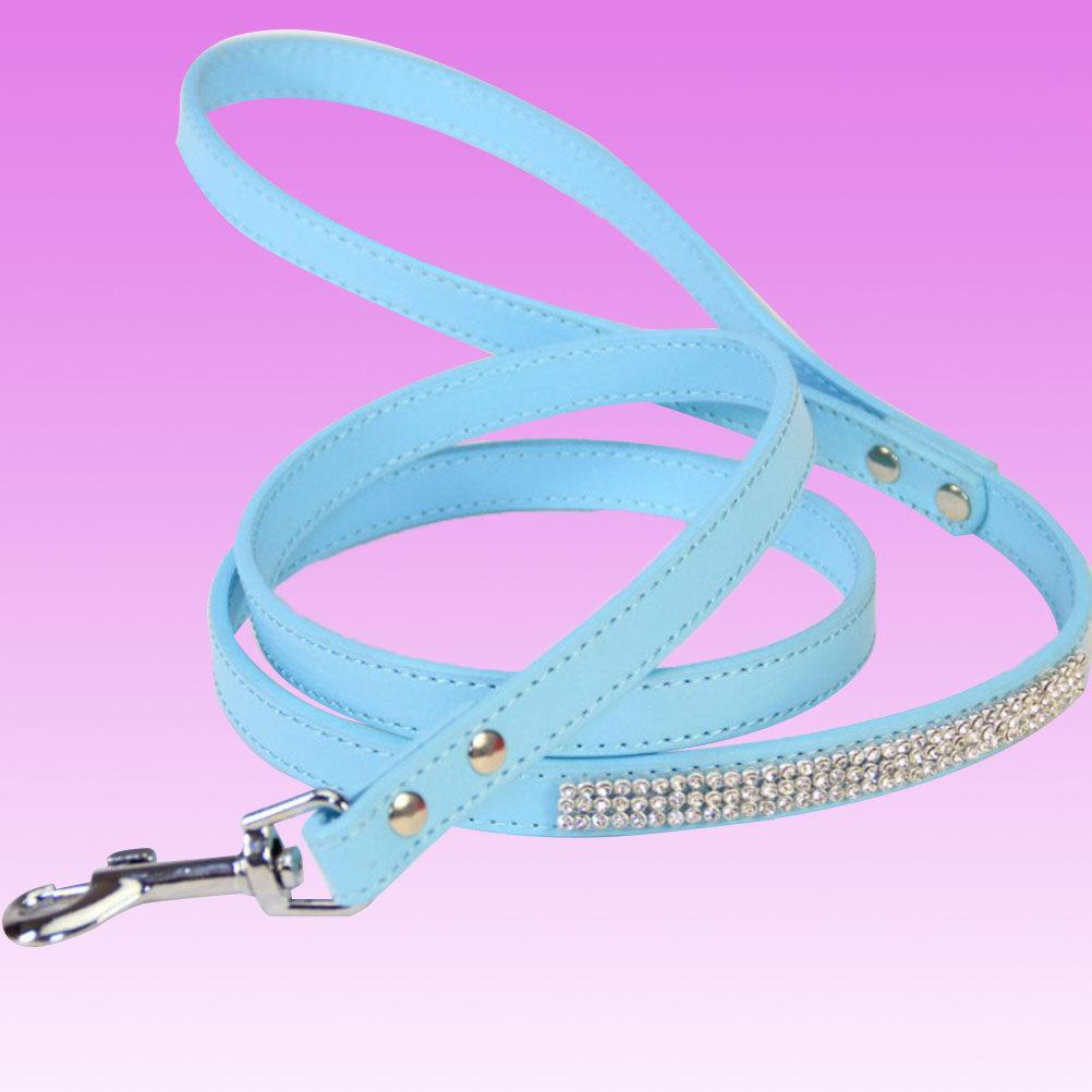 Hot-Fixed Rhinestone Dog Leash for Small Dogs Yorkshire Terrier Chihuahua Pomeranian Flexible Bling Bling Walking
