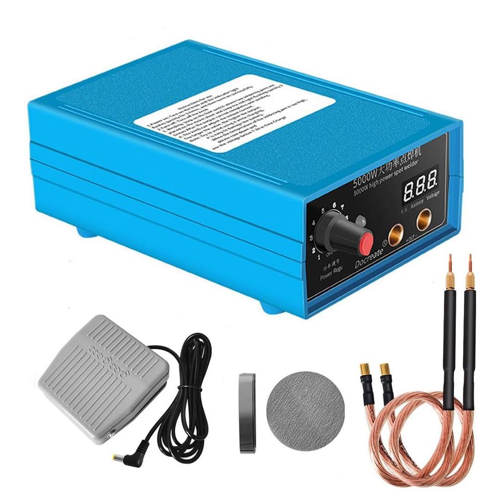 AC 110V 220V 5000W Uppladdningsbar Batteripunktsvets med Fotpedal för 18650/26650/32650 Batteripaket