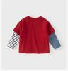 David Bella Boys' Long-sleeved T-shirt Spring Clothes New Children's Fake Two-piece Top Red Clothes