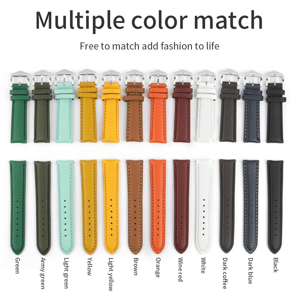 Litchi Pattern Soft Leather Watch Band Bracelet 18mm 19mm 20mm 22mm Cowhide Watchband Replacement Wrist Straps Accessories