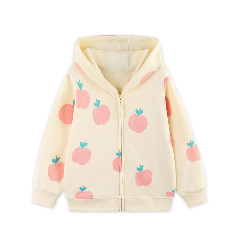 Girls Autumn European & American Style Long Sleeve Knit Cotton Hoodie Jacket with Zipper 3Y