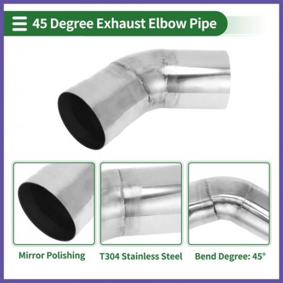 45 Degree Mandrel Exhaust Tube 275" OD 394" Leg Length Stainless Steel