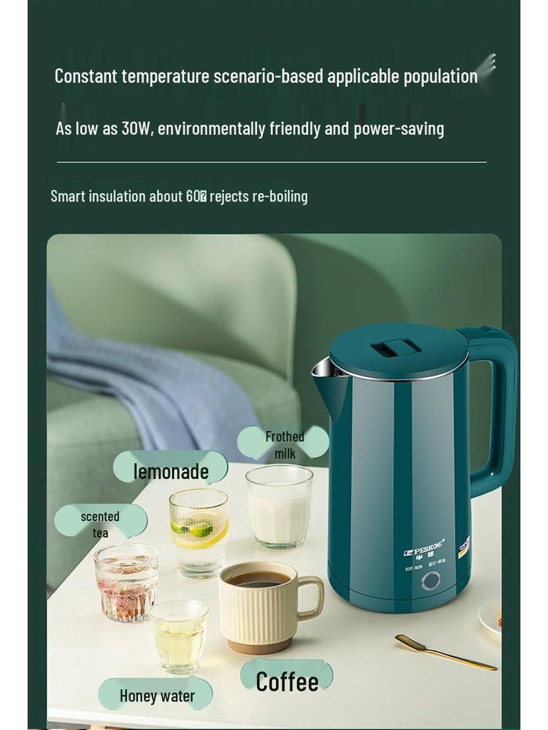 Durable Stainless Steel Electric Kettle - Large Capacity, Insulated, Thermostatic, New Model for Home Use