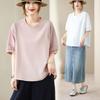 DIMANAF 2026 Plus Size Summer Women T-Shirts Casual Lady Tops Cotton Shirt Oversize Loose Tees Tunic