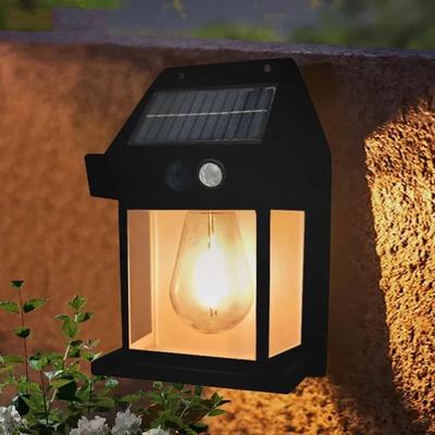 Solarna lampa nocna z wolframu Inteligentny czujnik ruchu Lampa ścienna z 3 trybami oświetlenia Wodoodporna dekoracja ogrodu na dziedziniec Latarnia