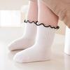 1 Pair Baby Girls Scallop Top Socks Spring Autumn Mid-Calf Princess Socks Sweat-absorbent Cute Cotton Socks for Toddlers