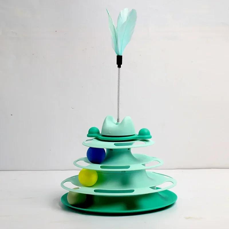 3/4 Levels Cats Toy Tower Tracks Cat Toys Interactive Cat Intelligence Training Amusement Plate Tower Pet Products Cat Tunnel