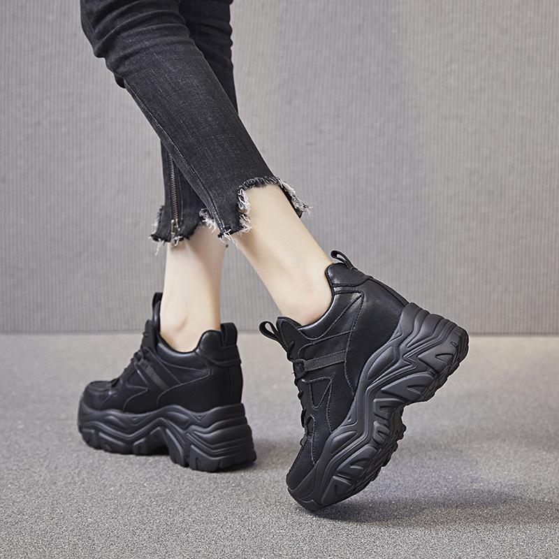 Inner Height Increase Thick Sole Spring and Autumn New Dad Shoes Casual Single Shoes Small Man
