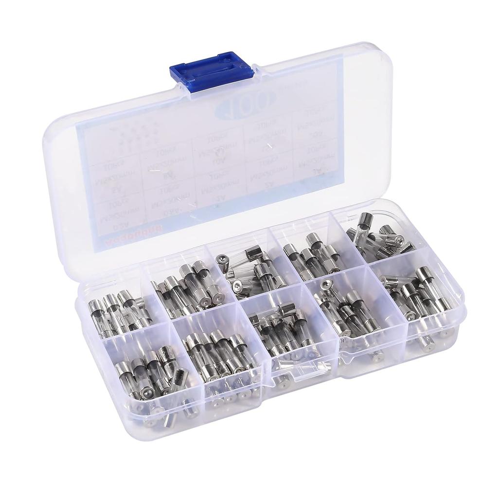 100pcs Fast-Blow Glass Fuses Assorted Kit 10Values Amp 5x20mm 250V 0.2 0.5 1 2 3 5 8 10 15 20A Quick Blow Tube Fuses Replacement Fuses4
