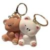 Key Chain Pendant 1Pair Bear Couple Magnetic Keychain Cute Cartoon Animal Doll Bag Pendant Key Chains Gifts For Lovers Ornaments