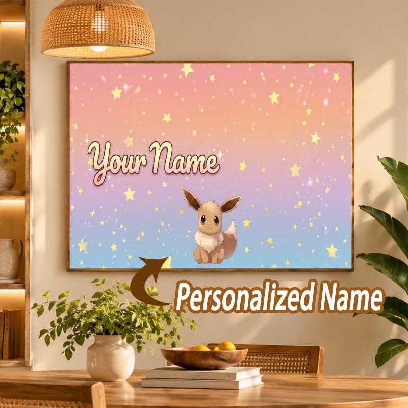 Eevee Custom Name Diamond Painting Personalized 5D Full Drill DIY Diamond Art Home Decor