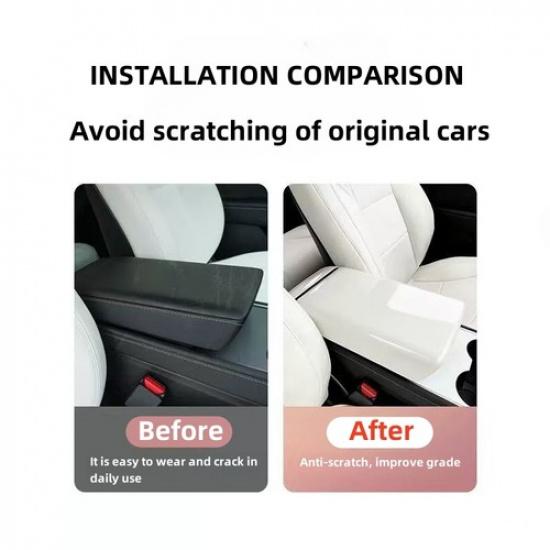 Center Console Armrest Box Protective Cover White For Tesla Model 3 Y 2017-
