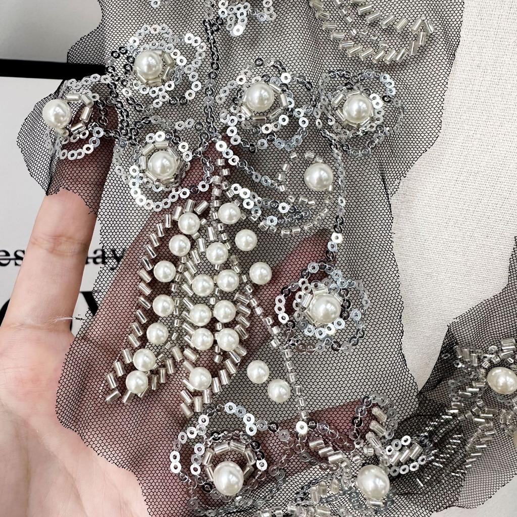 Lace Bead Embroidery Pair Of Flower Collar Wedding Dress Decoration Bridal Headdress Diy Hand-Sewn Decal Accessories