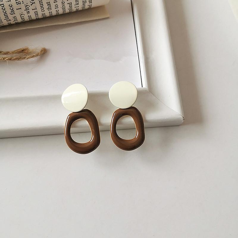 Korea Fashion Style Oil Drop Earrings for Women 2022 Trendy Mixcolor Geometrical Circle Pendant Earring Female Statement Jewelry