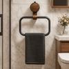 Aluminum Alloy Walnut Wood Towel Holder No Drilling Medieval Style Towel Hanging Rack Rotatable Wall-Mounted Bathroom Towel Ring