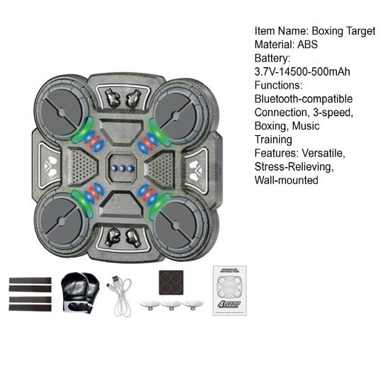 Music Boxing Machine Bluetooth-compatible Music Punching Target Smart Reaction Boxing Pad with 3 Speed Modes & LED Lights Rechargeable Fitness Toy