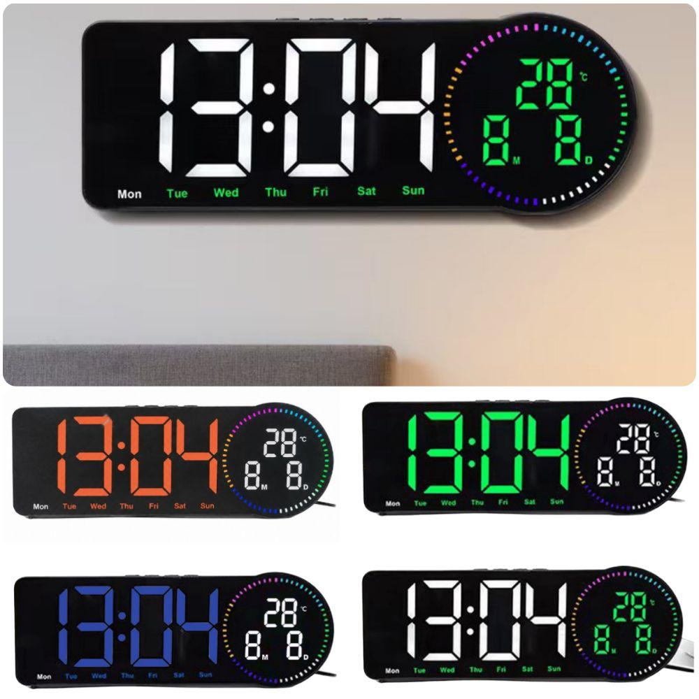 Color Number Digital Wall Clock Date/Week/Temperature Digital Alarm Clock Living Room