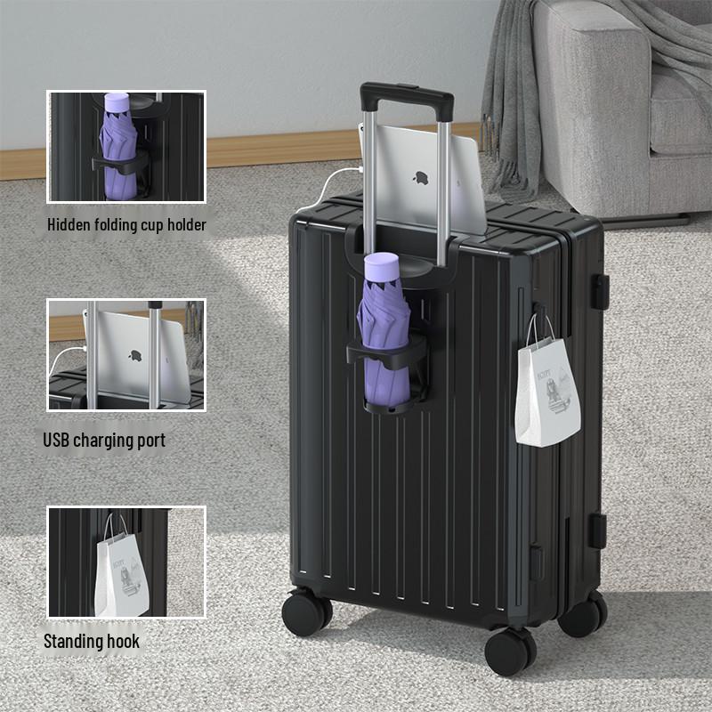 2025 Large Capacity Leather Suitcase with Universal Wheels and Combination Lock