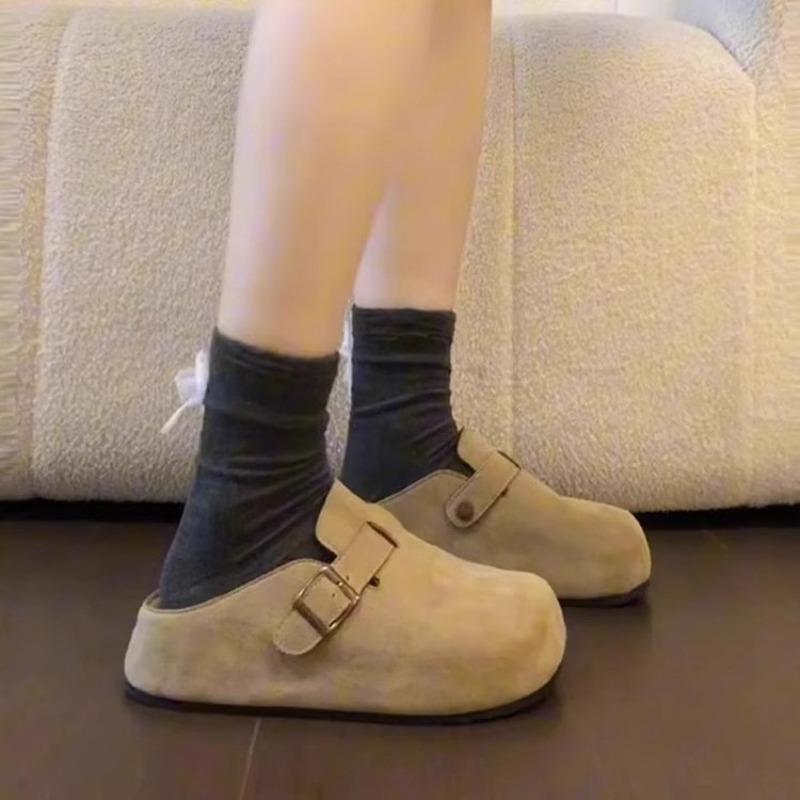 New Thick-soled Shoes for Women To Wear Outside with A Height-increasing Toe Cap and Half-slipper