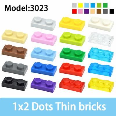 1x2 Punkte 100PCS Farbe Pädagogisches Kreatives Kompatibel Mit 3023 Größe Moc Bausteine Dünne Figuren Ziegel Spielzeug für Kinder