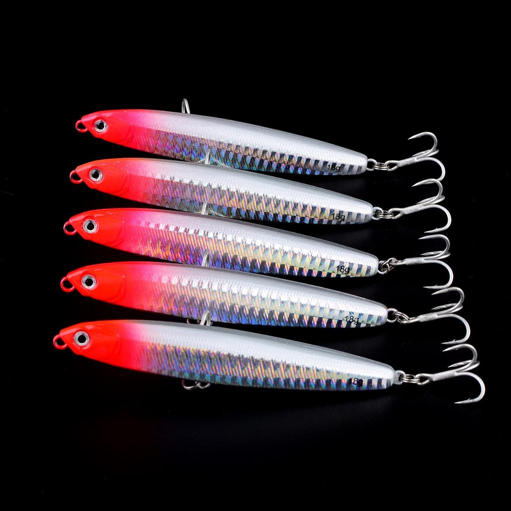 Clearance Long-Throw Casting Pencil Lure with Four-Fold Blood Groove Hook for Bass Fishing