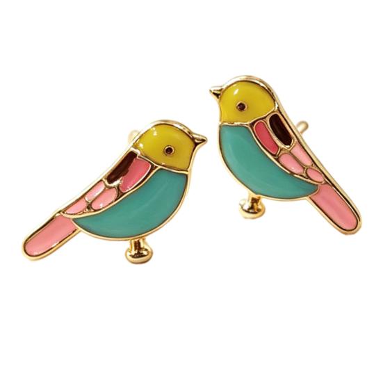 1 Pair Stud Earrings for Women Bird Outline Enamel Stud Earrings