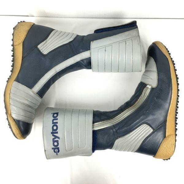 Daytona Vintage Leather Riding Motorcycle Boots Size 40 (Approx. 25.0cm) Gray×Navy Boots/Bike(USED)