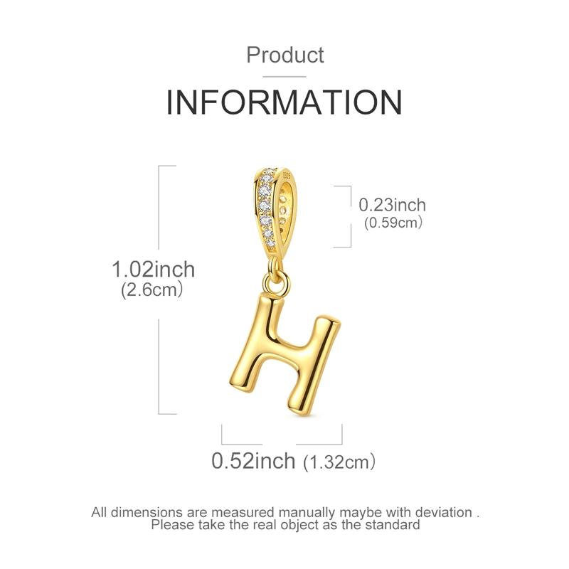 copper Alphabet Charm Bead Charms Bead Charms Golden 26 AZ letters Pendants Compatible With Women Authentic Bracelets Do It Yourself Christmas Gift