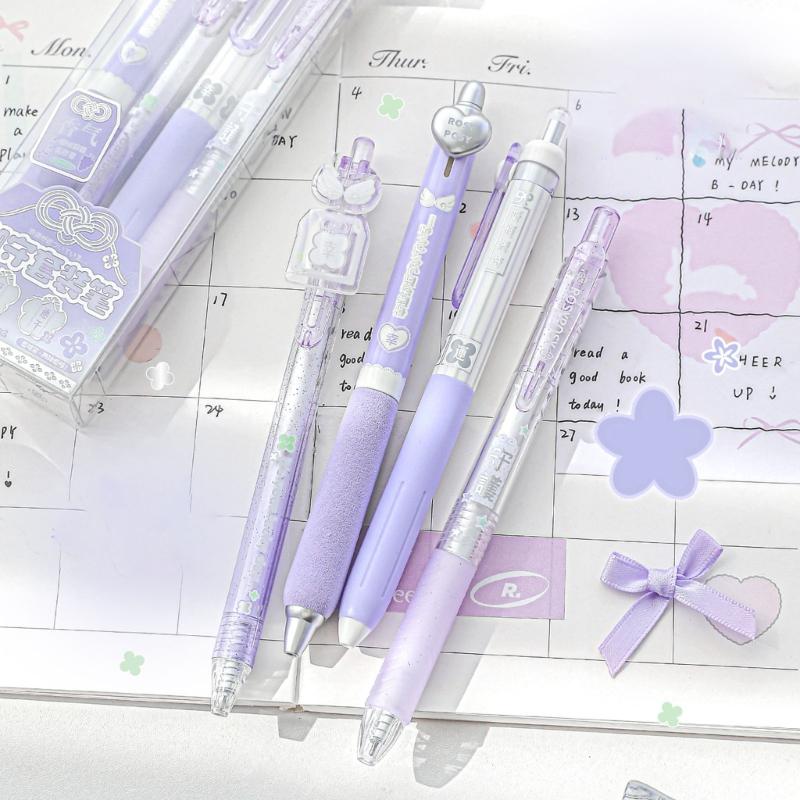 4PCS Plastic Gel Inks Pen Retractable Gel Pen with Plastic Clip Ergonomic Grip 0.5MM Tip Black Inks for Office School