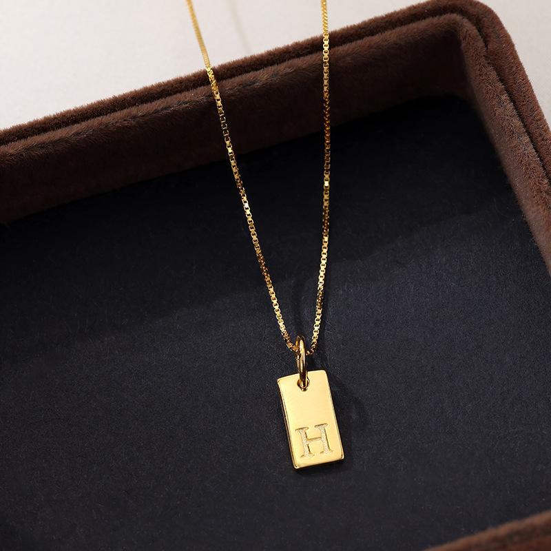 Banyan Tree Sterling Silver Square Letter Pendant Necklace