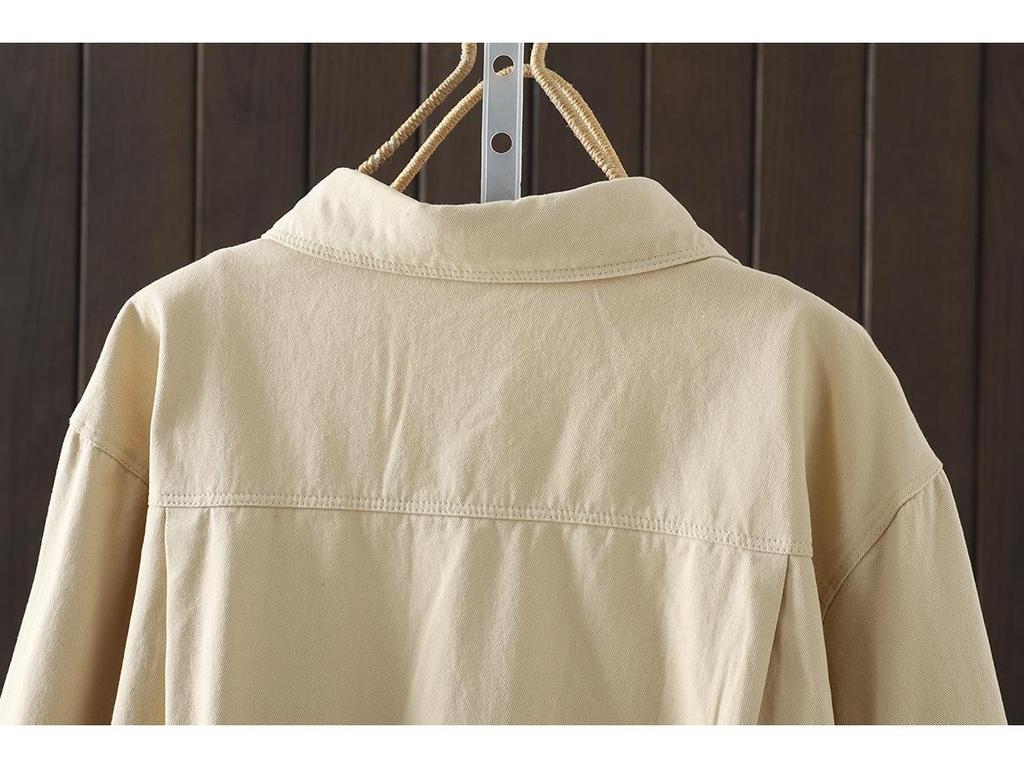Women's Artistic Brushed Cotton Long-Sleeve Shirt, Autumn 2025 New Arrival, Loose Casual Mid-Length Top