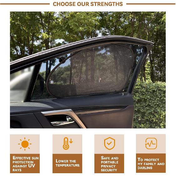 2 Pack Universal Car Window Shade For Baby, Kids, And Pets - Side Sun Visor, UV Rays Protection - Perfect For Van, SUV