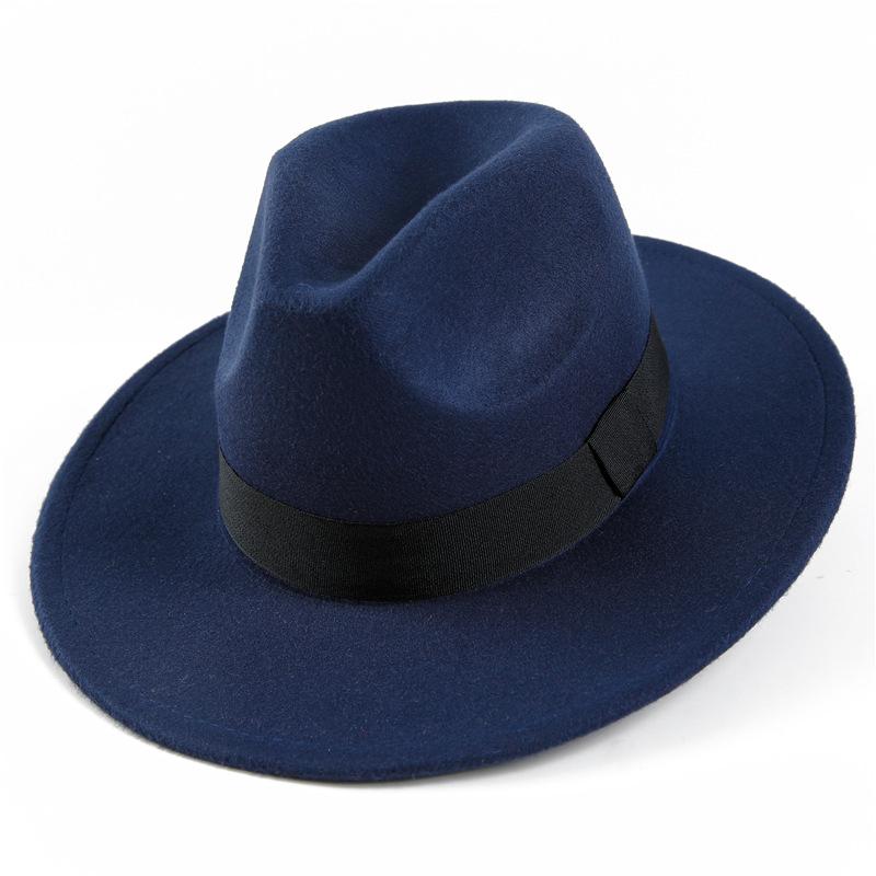 Autumn and winter woolen hat Shanghai beach retro black woolen hat gentleman's hat top hat British jazz hat
