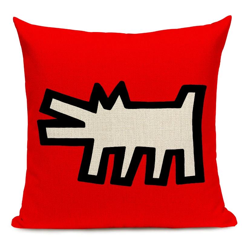 

Чехол для подушки с фигурами в стиле поп-арта и граффити, цветная декоративная наволочка с абстрактным рисунком, квадратная льняная наволочка для подушки 450mm*450mm