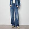 Chuyu Woven Trim Straight Wide-Leg Jeans for Women