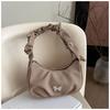 Color Solid Ruched Butterfly Trendy Crossbody Bag Handbag With Detail Stitching