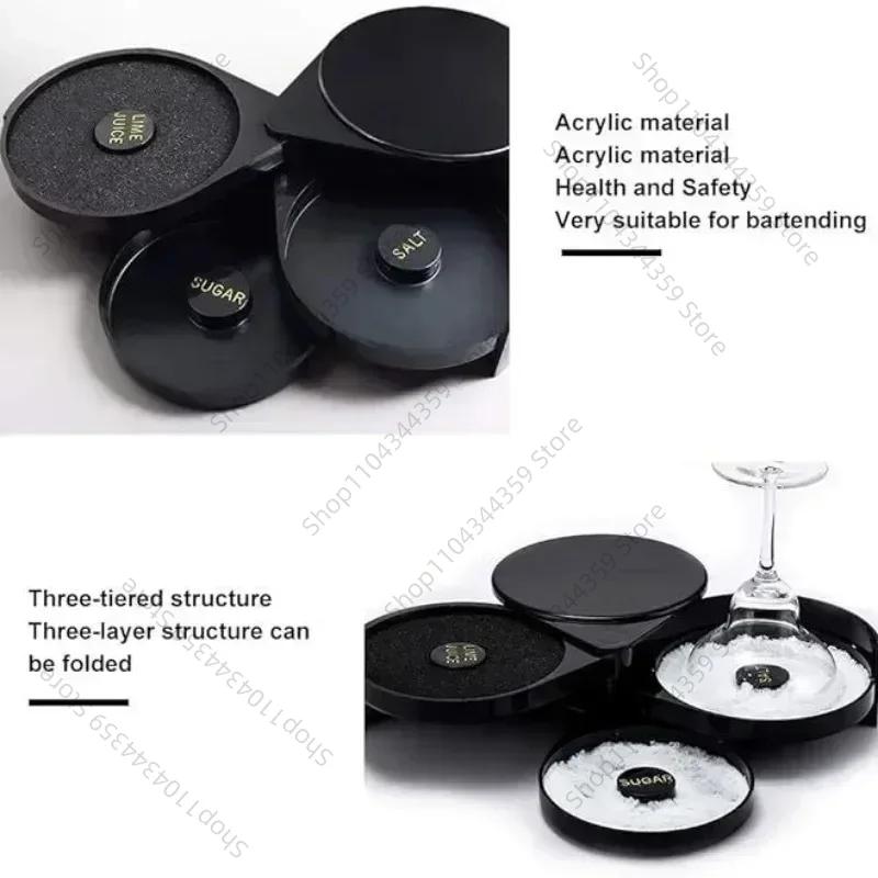 3 Tier Rotating Salt Rimmer Box Mixing Salt Sugar Rim Box Juice Cocktail Seasoning Rimmers Bartender Tool Bar Accessories