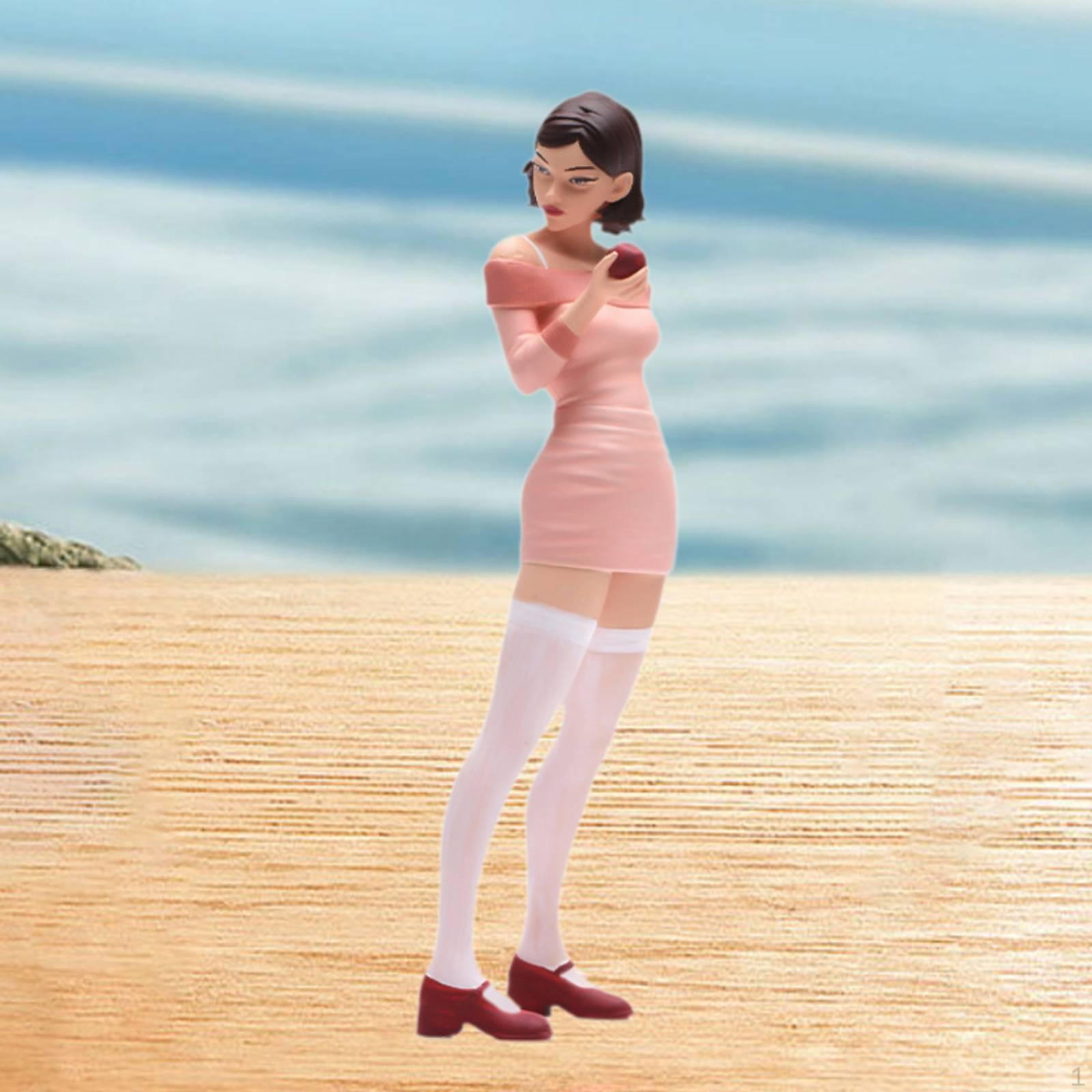 1:64 Short Girl Model Tiny People Dioramas Role Play Realistic 3D Character for Train Station