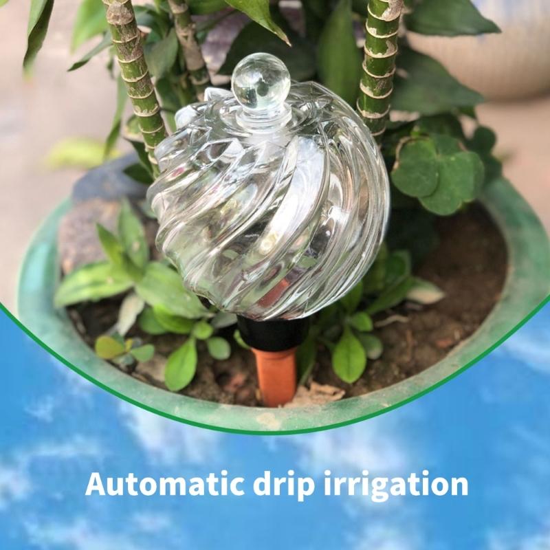 Set of 4 Watering Bulbs for Indoor Pots, Large Capacity Glass Slow Watering Globes with Ribbed Design for Balcony Flowers