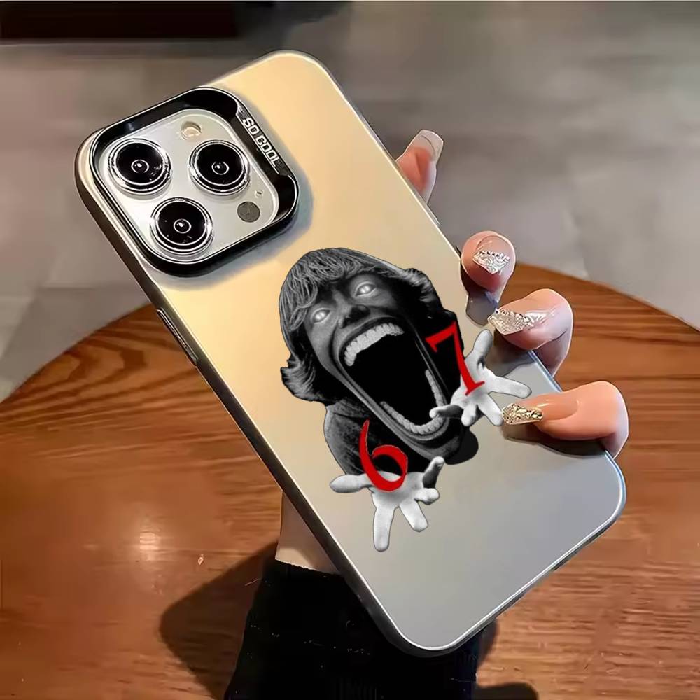 

67 six seven Phone Case For iPhone 17,16,15,14,13,12,11,Pro Max,Plus Candy Silver Cover iPhone14Pro