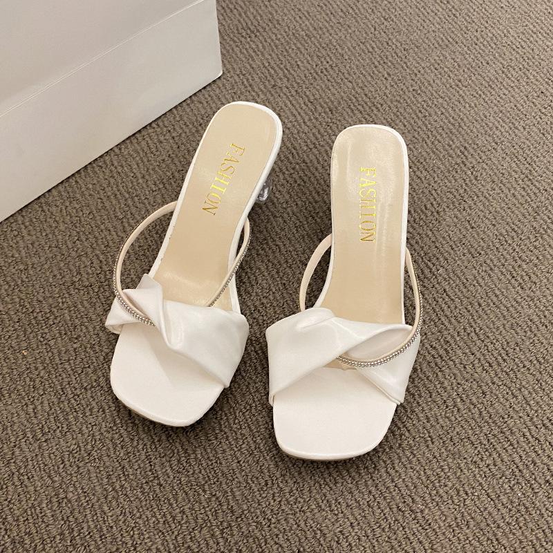 New crystal shoes thick high heels women's sandals summer fashion outside fairy sexy crystal cool slippers women's shoes