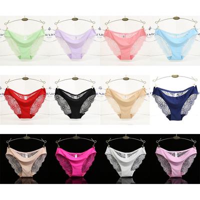 Women Lace Panties Ultra-Thin Transparent Flower Embroidered Patterned Underwear