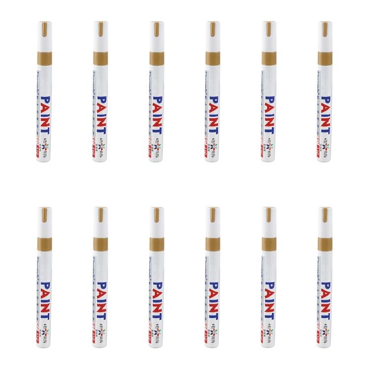 12 Pcs Permanent Markers Oil Based Paint Pen White Paint Marker Gold Marker Pen Quick-Drying Glass Pen